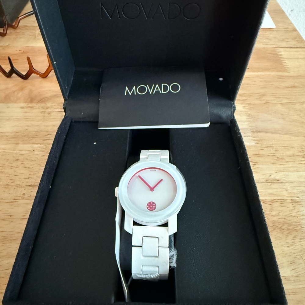 Movado White and Pink with Sleek Design
